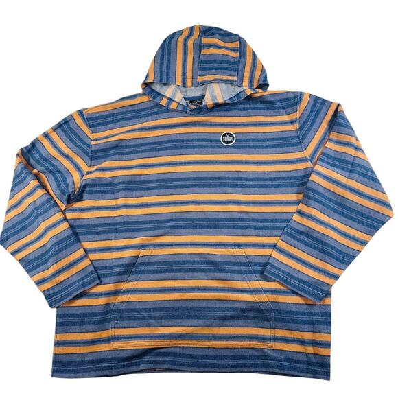 Hurley Baja Hoodie Pullover XXL Men’s Striped Kangaroo Pocket Blue Yellow Surf - Picture 1 of 6